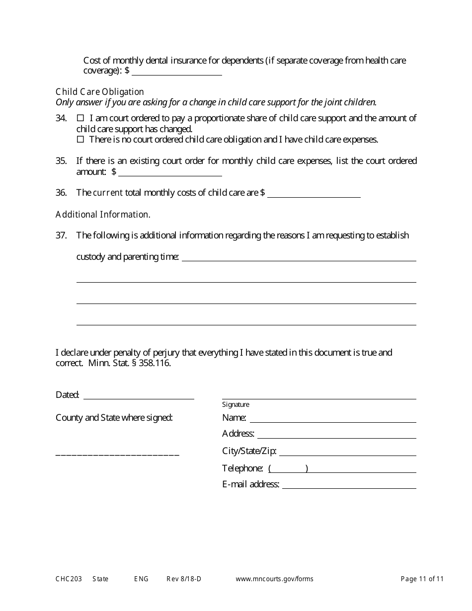 Form CHC203 - Fill Out, Sign Online and Download Printable PDF ...