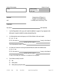 Form CHC203 Responsive Affidavit in Support of Establishing Child Custody and Parenting Time - Minnesota