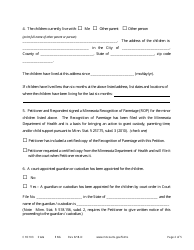 Form CHC103 Petition to Establish Custody and Parenting Time - Minnesota, Page 2
