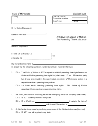 Document preview: Form PAR103 Affidavit in Support of Motion for Parenting Time Assistance - Minnesota