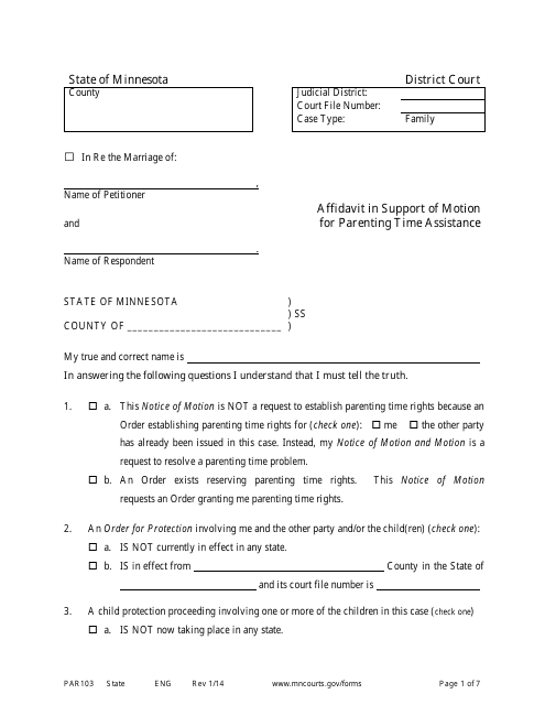 Form PAR103  Printable Pdf