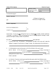 Document preview: Form CHC303 Affidavit in Support of Motion to Change Custody - Minnesota