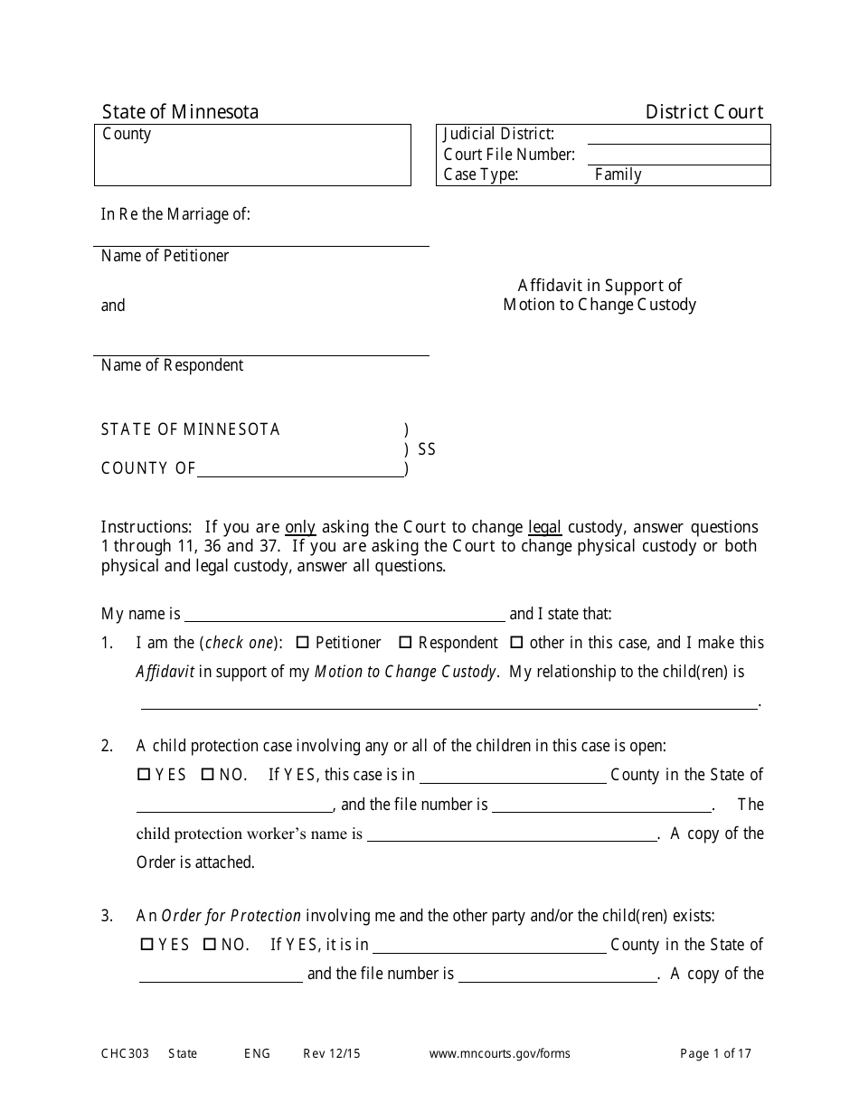 Form CHC21 Download Printable PDF or Fill Online Affidavit in Within notarized custody agreement template