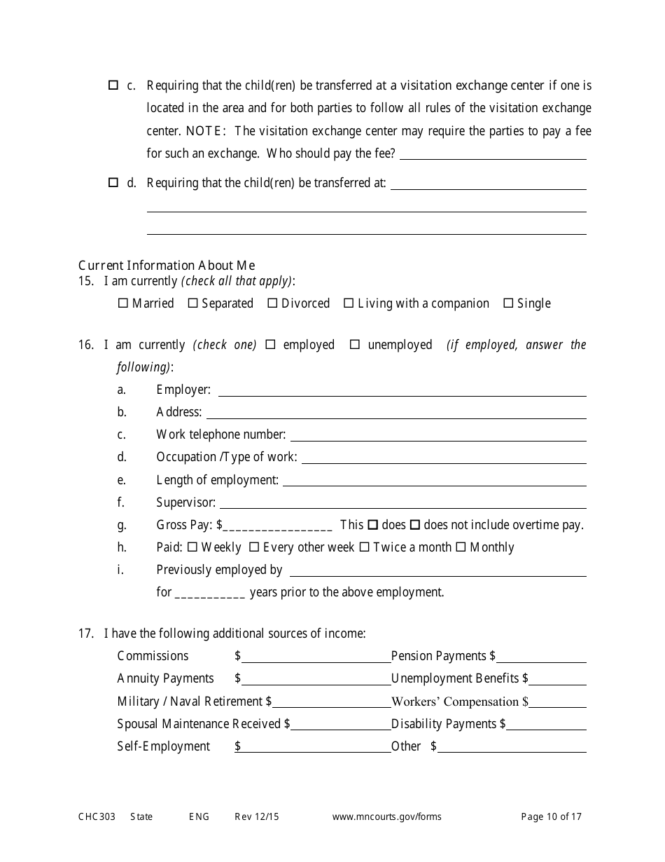 Form CHC303 Affidavit in Support of Motion to Change Custody - Minnesota, Page 10