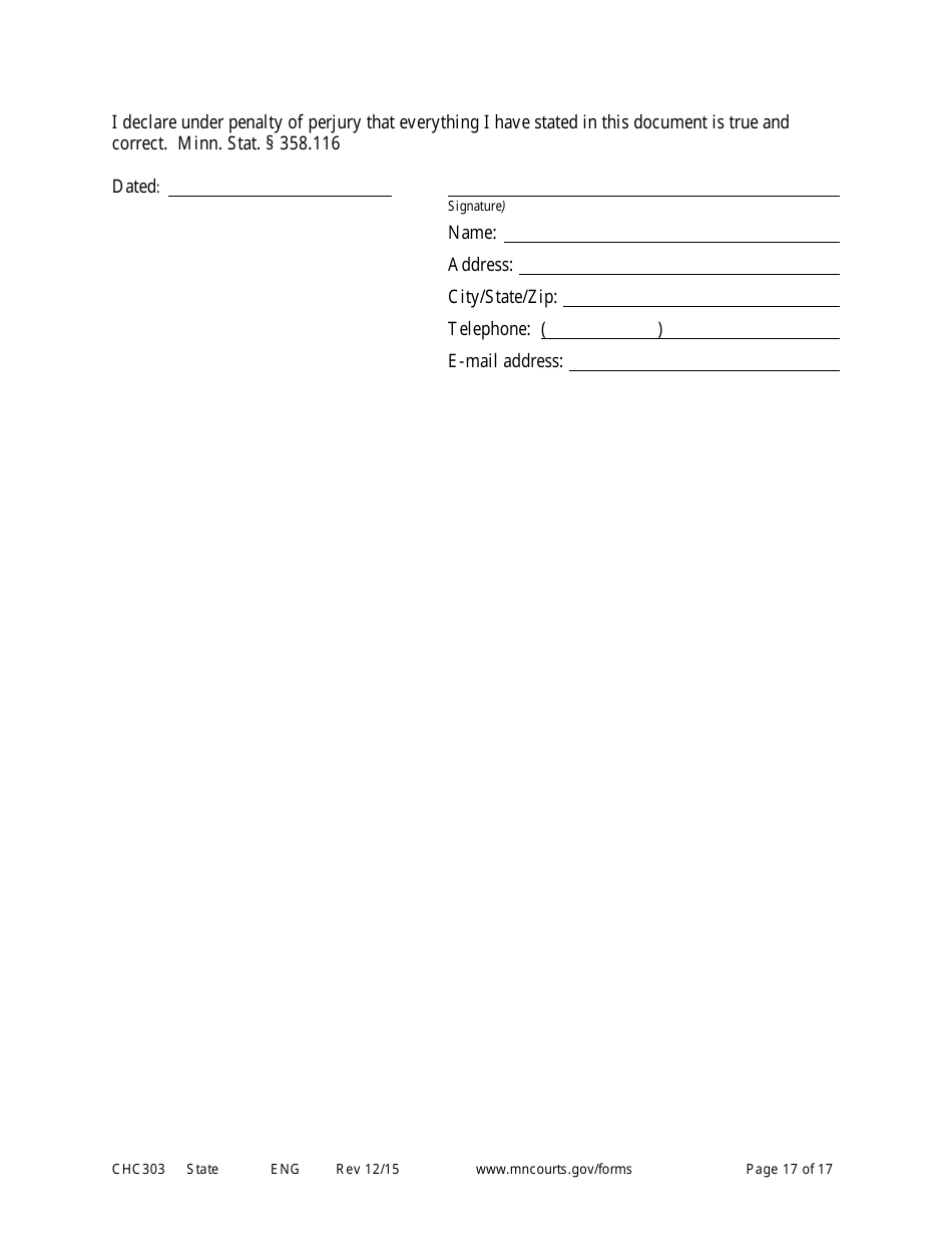 Form CHC303 Affidavit in Support of Motion to Change Custody - Minnesota, Page 17