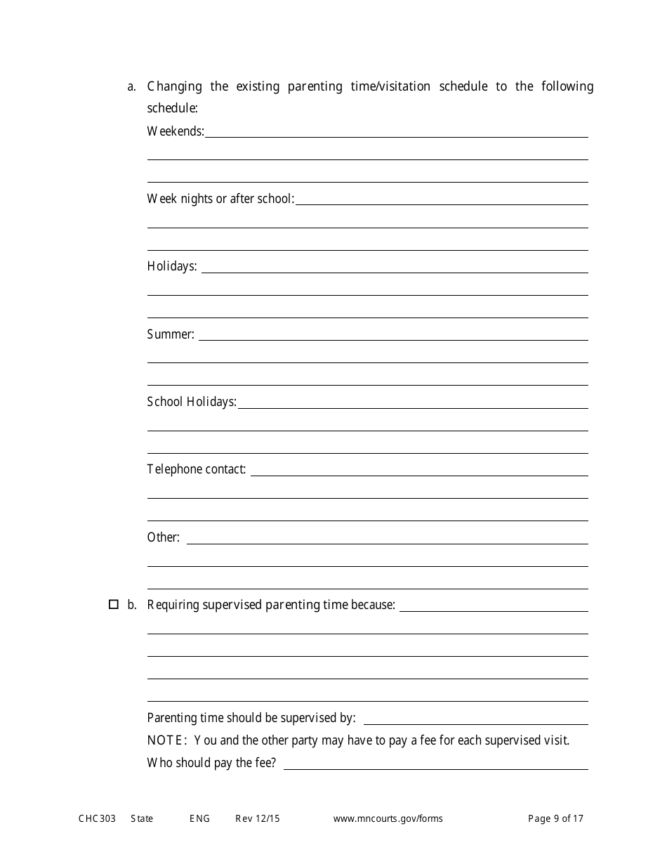 Form CHC303 Affidavit in Support of Motion to Change Custody - Minnesota, Page 9