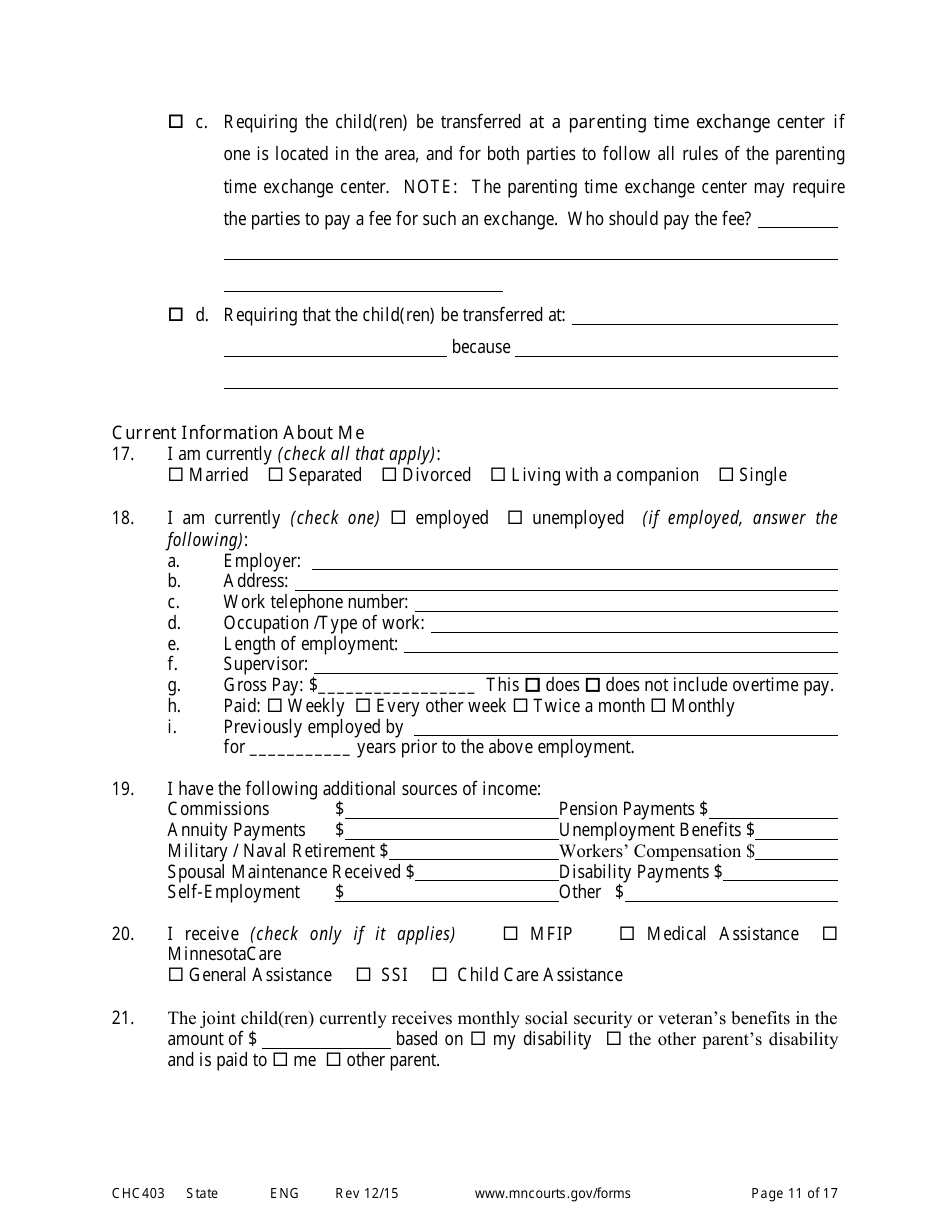 Form CHC403 Affidavit in Response to and Motion to Change Custody - Minnesota, Page 11
