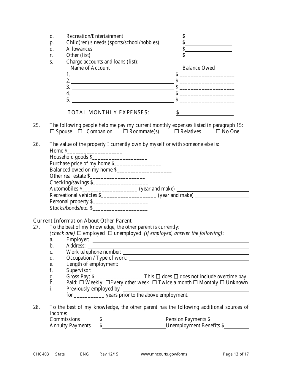 Form CHC403 Download Printable PDF or Fill Online Affidavit in Response ...