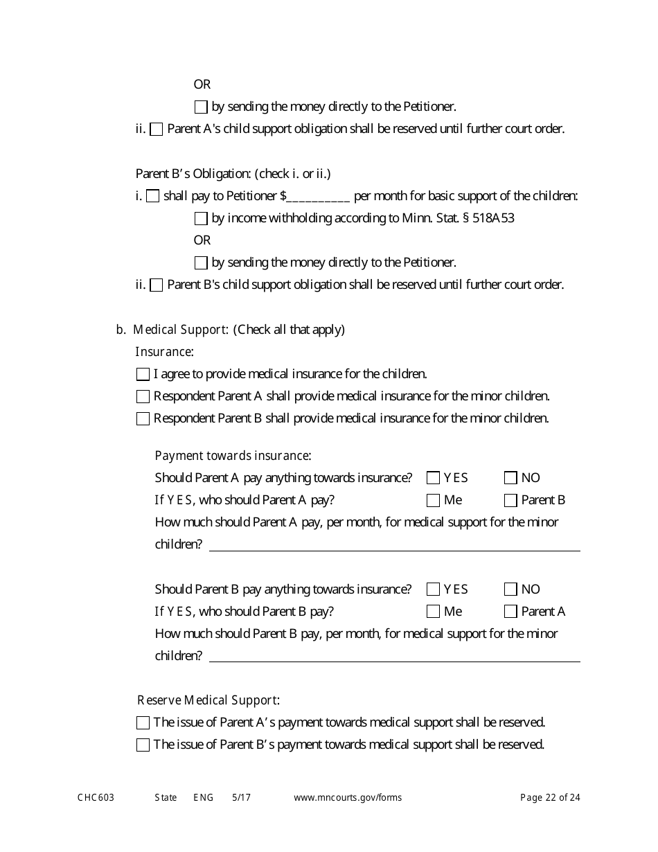 Form CHC603 Petition for Third Party Custody - Minnesota, Page 22