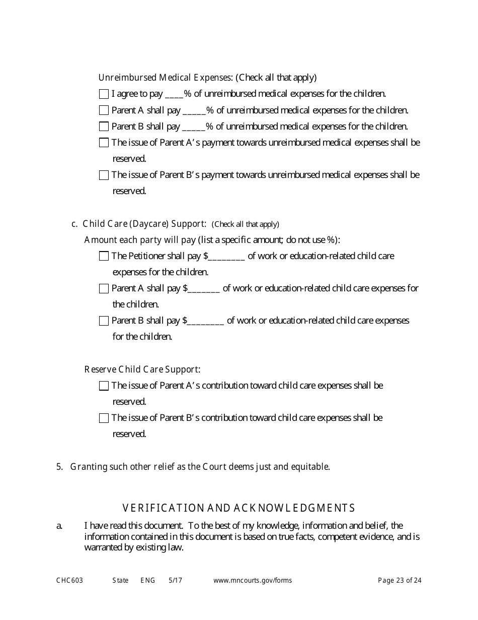 Form CHC603 Petition for Third Party Custody - Minnesota, Page 23