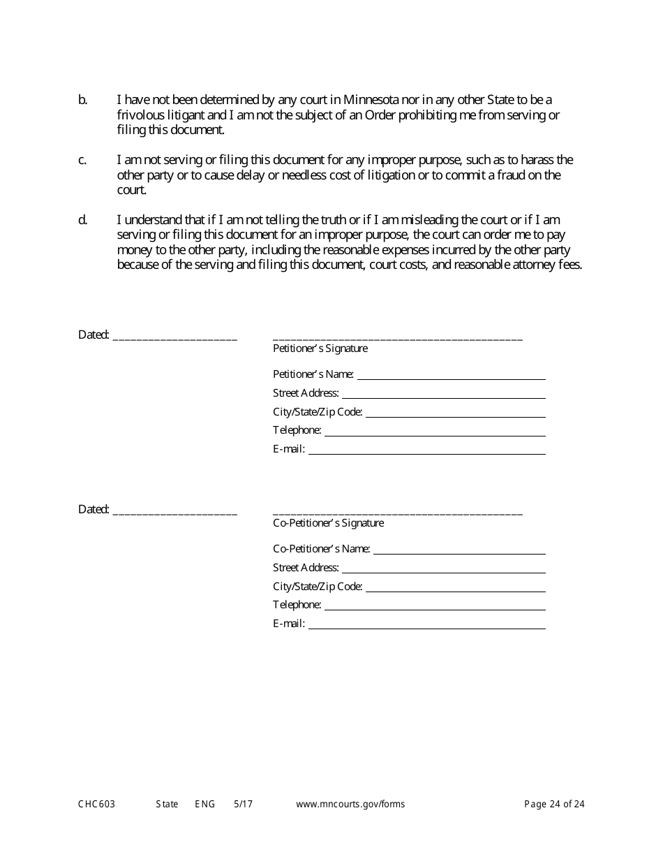 Form CHC603 Petition for Third Party Custody - Minnesota, Page 24
