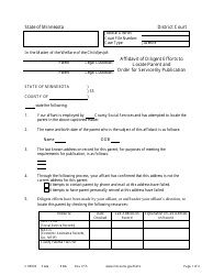 Document preview: Form CHP602 Affidavit of Diligent Efforts to Locate Parent and Order for Service by Publication - Minnesota