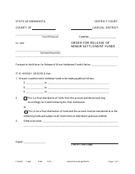 Document preview: Form CIV404 Order for Release of Minor Settlement Funds - Minnesota