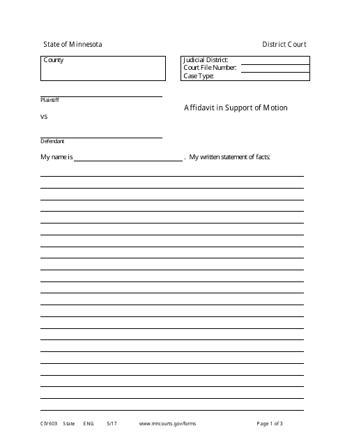 Form CIV603  Printable Pdf
