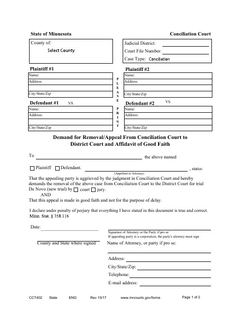 Form CCT402  Printable Pdf