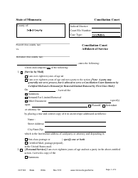 Document preview: Form CCT103 Conciliation Court Affidavit of Service - Minnesota