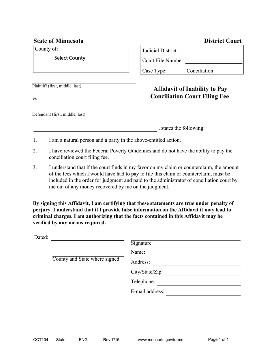 Form CCT104 Fill Out, Sign Online and Download Fillable PDF