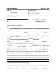 Document preview: Form DIV1402 Notice of Motion and Motion for Contempt of Court - Minnesota