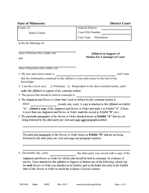 Form DIV1403 Fill Out Sign Online and Download Fillable PDF