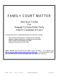 Document preview: Form DIV1401 Instructions for Request to Have Other Party Held in Contempt of Court - Minnesota