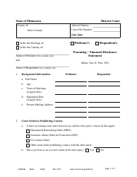Form FAM108 &quot;Parenting / Financial Disclosure Statement&quot; - Minnesota