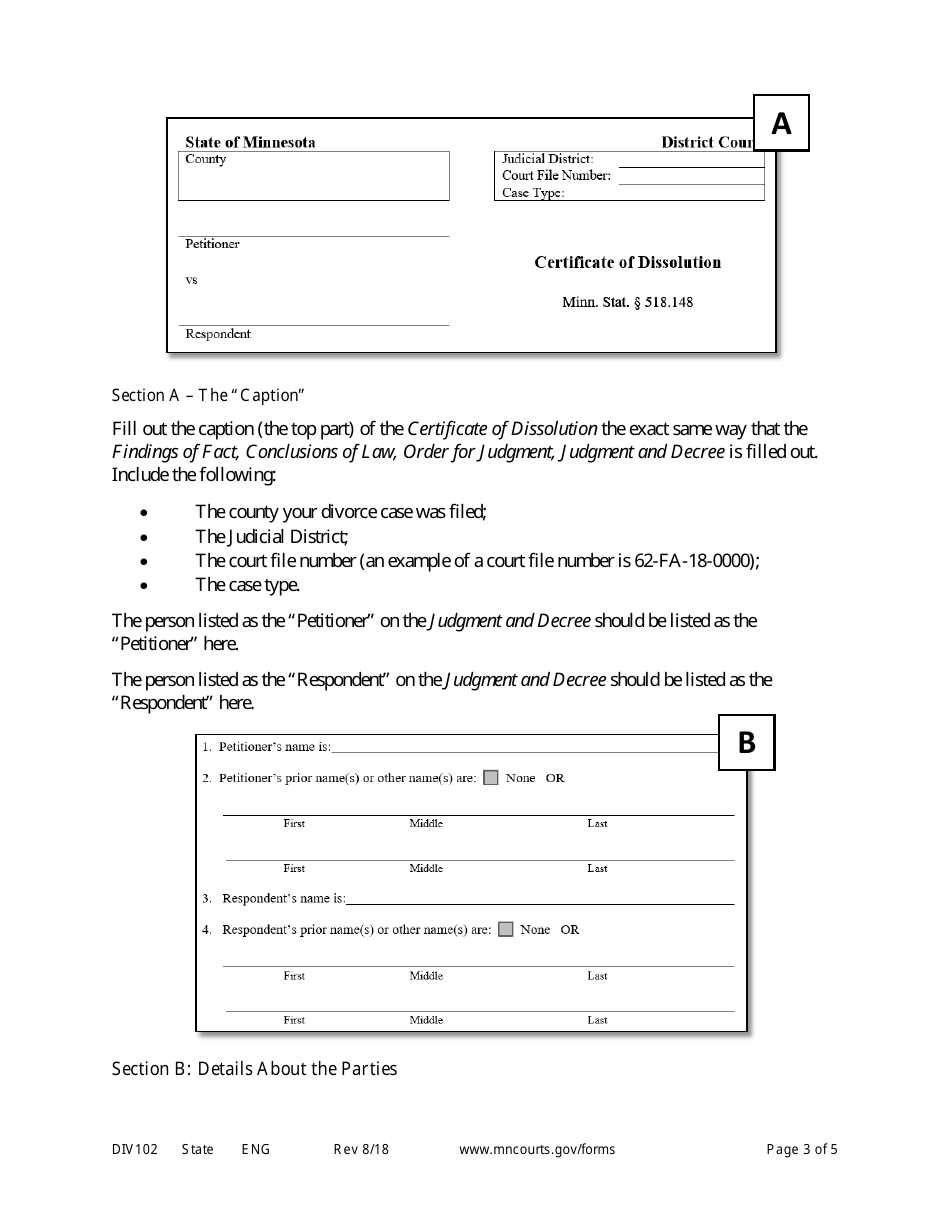 Instructions for Form DIV103 Certificate of Dissolution - Minnesota, Page 3