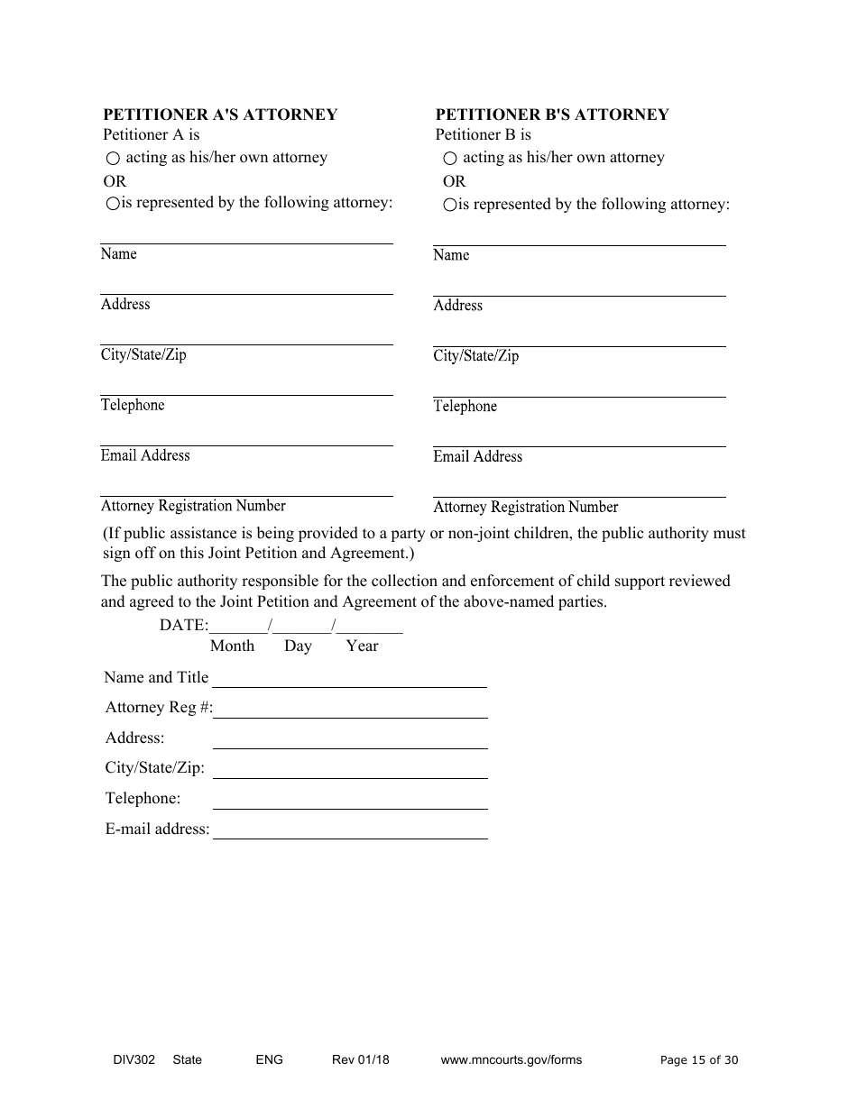 Form DIV302 Joint Petition, Agreement, and Judgment and Decree for Marriage Dissolution Without Children - Minnesota, Page 15