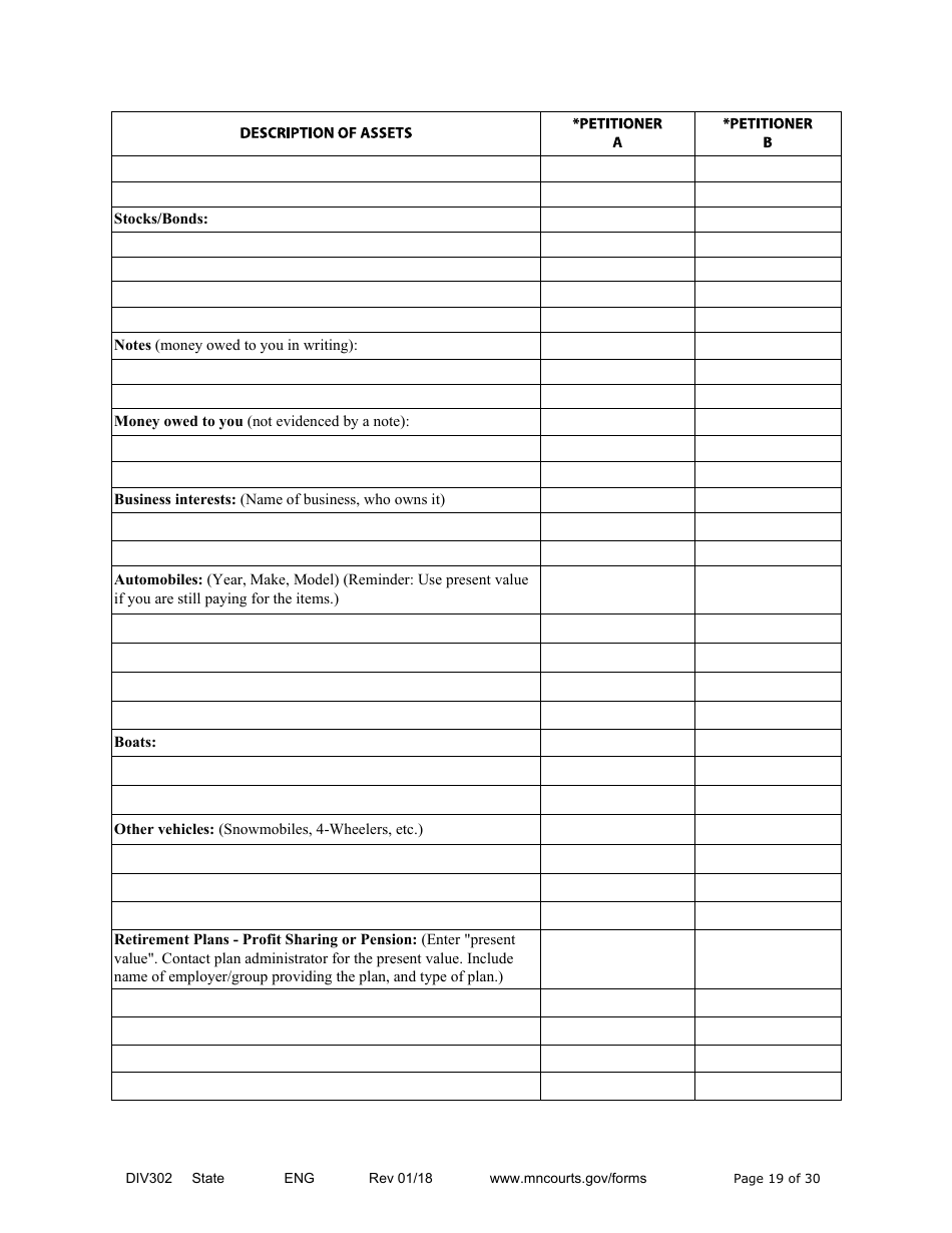 Form DIV302 Joint Petition, Agreement, and Judgment and Decree for Marriage Dissolution Without Children - Minnesota, Page 19