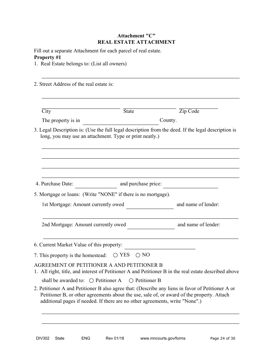 Form DIV302 Joint Petition, Agreement, and Judgment and Decree for Marriage Dissolution Without Children - Minnesota, Page 24
