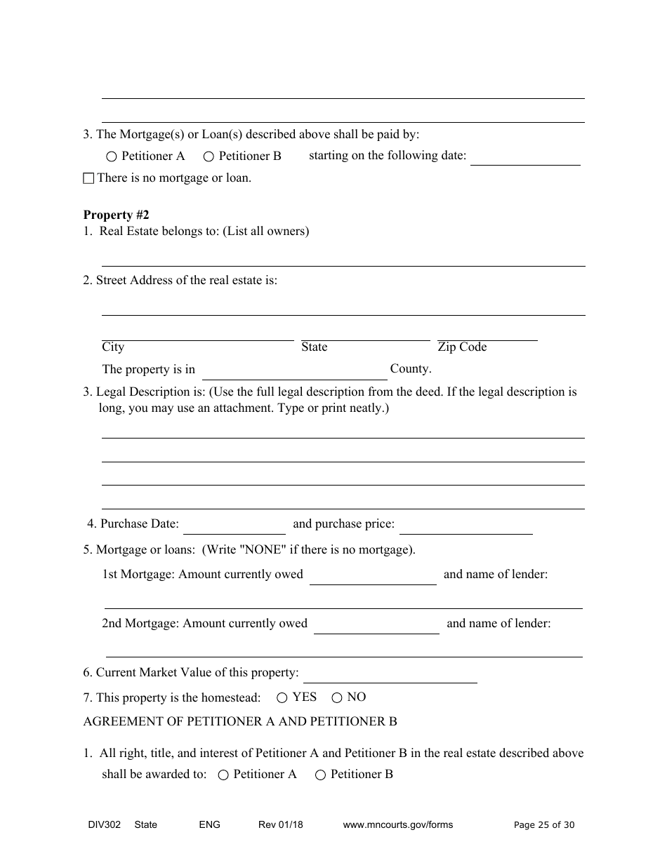 Form DIV302 Joint Petition, Agreement, and Judgment and Decree for Marriage Dissolution Without Children - Minnesota, Page 25