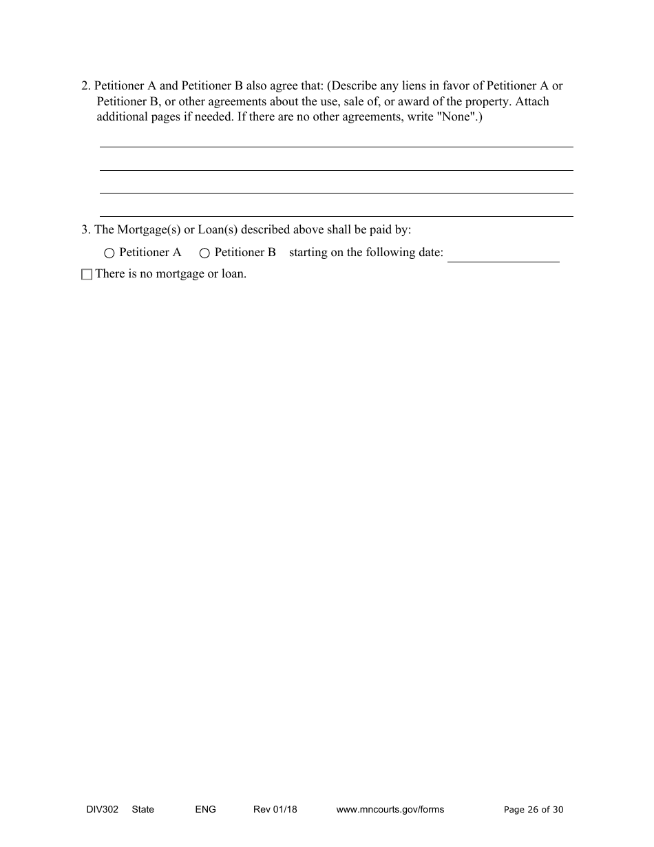 Form DIV302 Joint Petition, Agreement, and Judgment and Decree for Marriage Dissolution Without Children - Minnesota, Page 26