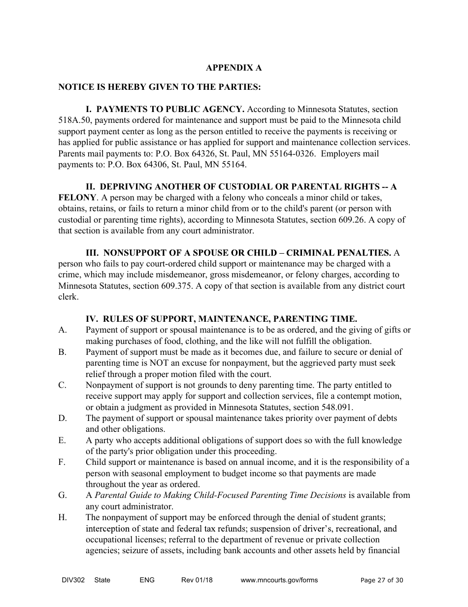 Form DIV302 Joint Petition, Agreement, and Judgment and Decree for Marriage Dissolution Without Children - Minnesota, Page 27