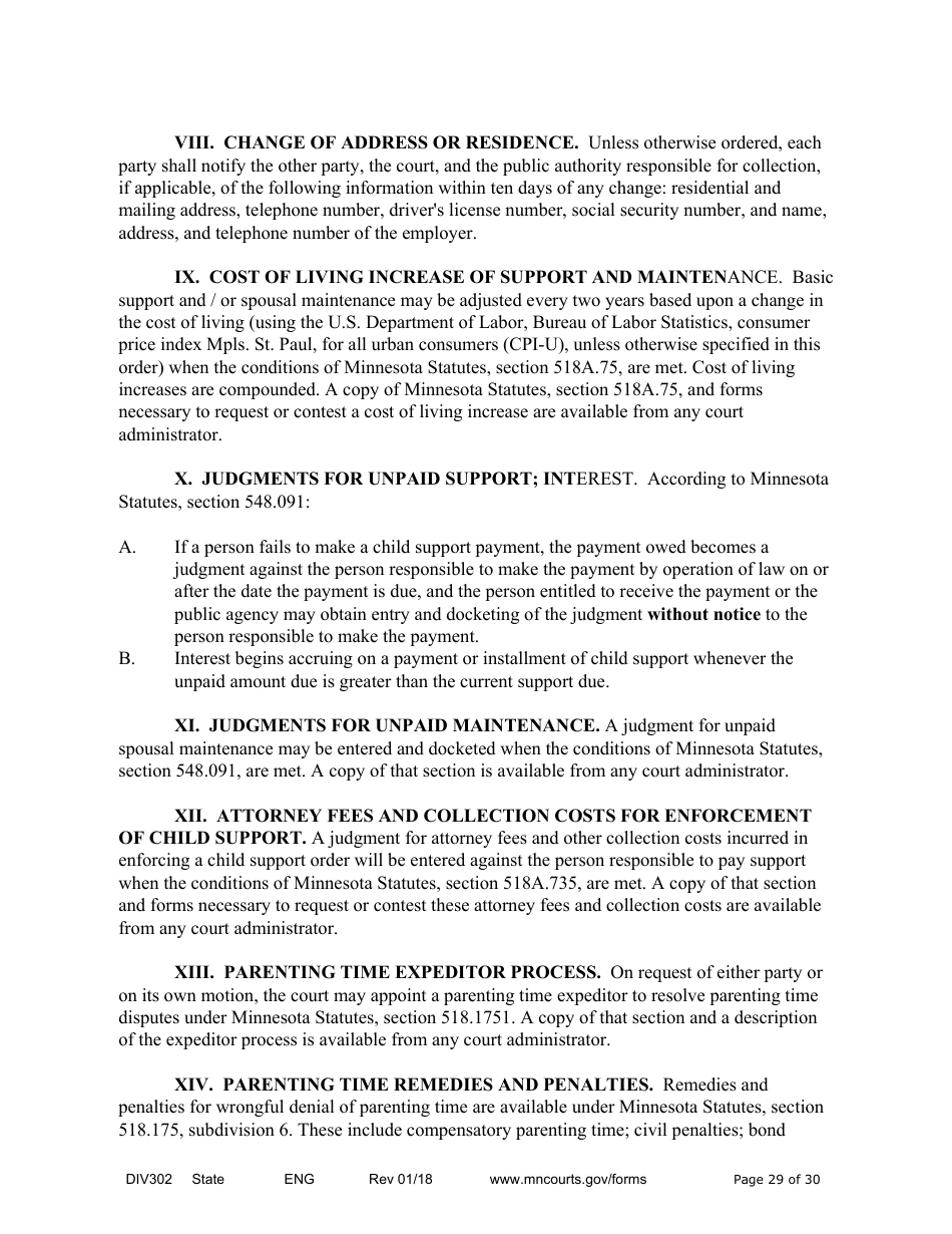 Form DIV302 Joint Petition, Agreement, and Judgment and Decree for Marriage Dissolution Without Children - Minnesota, Page 29
