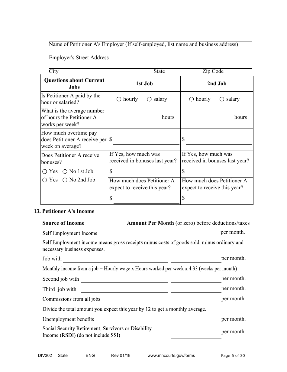 Form DIV302 Joint Petition, Agreement, and Judgment and Decree for Marriage Dissolution Without Children - Minnesota, Page 6