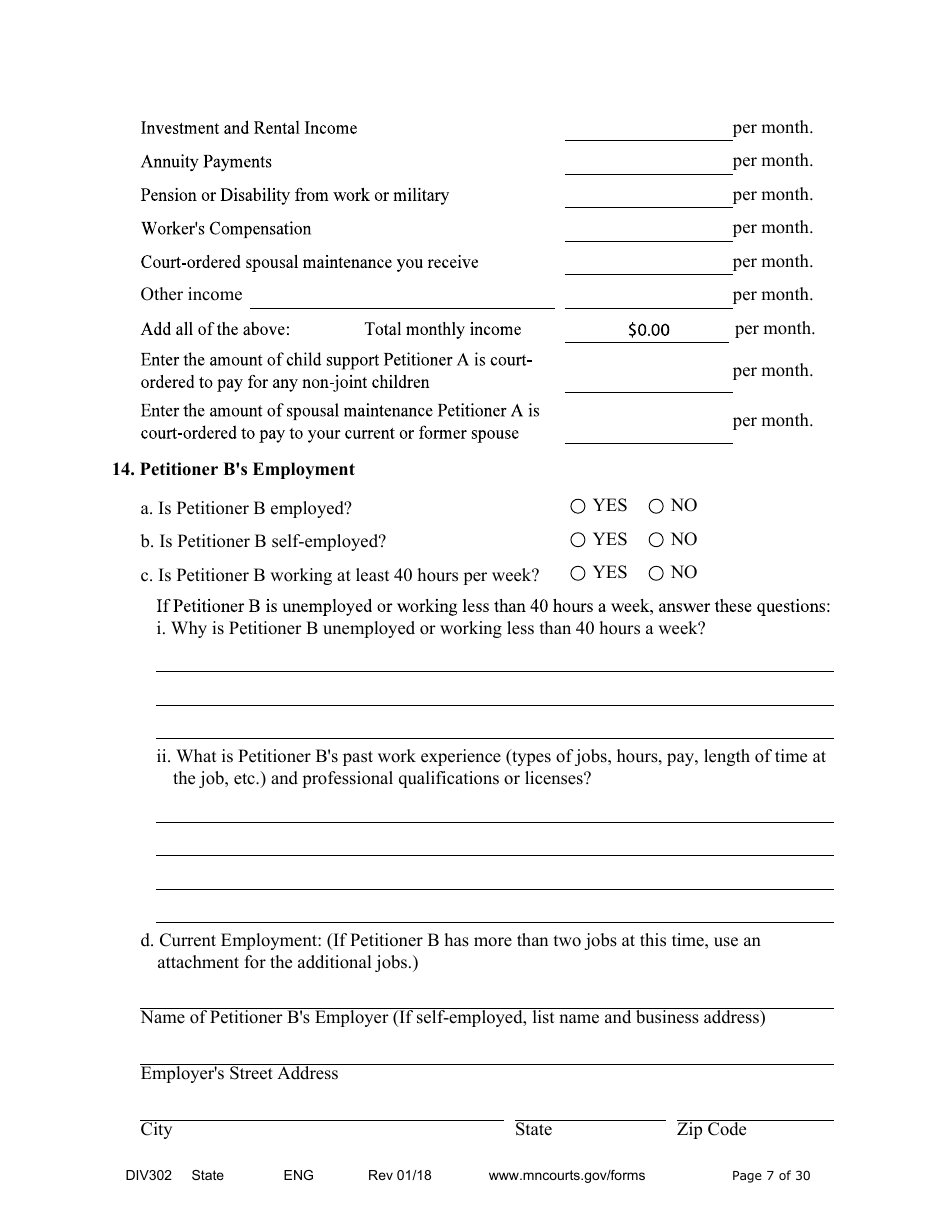 Form DIV302 Joint Petition, Agreement, and Judgment and Decree for Marriage Dissolution Without Children - Minnesota, Page 7