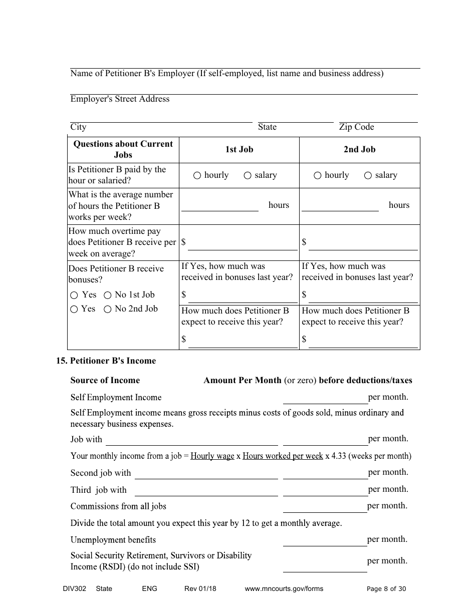 Form DIV302 Joint Petition, Agreement, and Judgment and Decree for Marriage Dissolution Without Children - Minnesota, Page 8