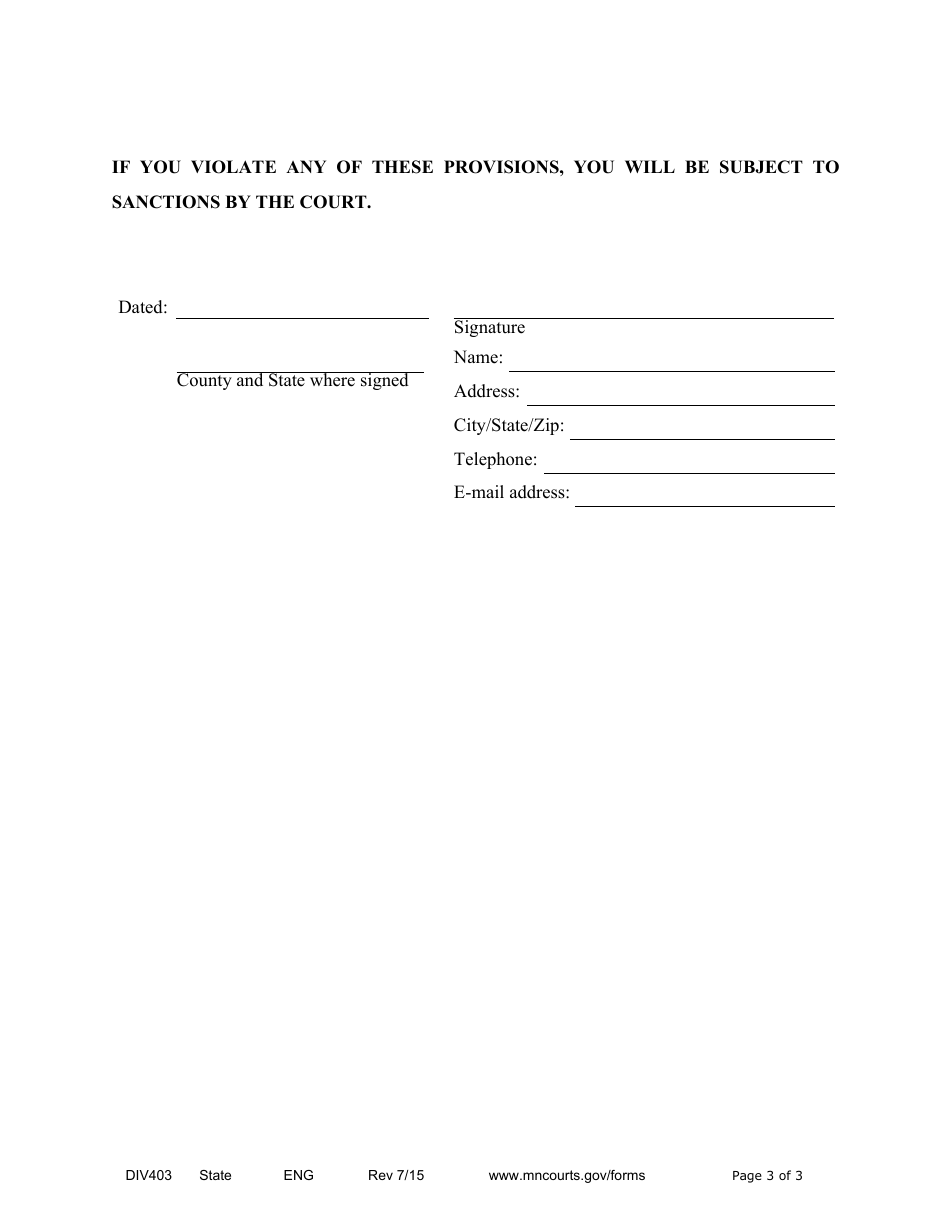 Form DIV403 Summons - Minnesota, Page 3