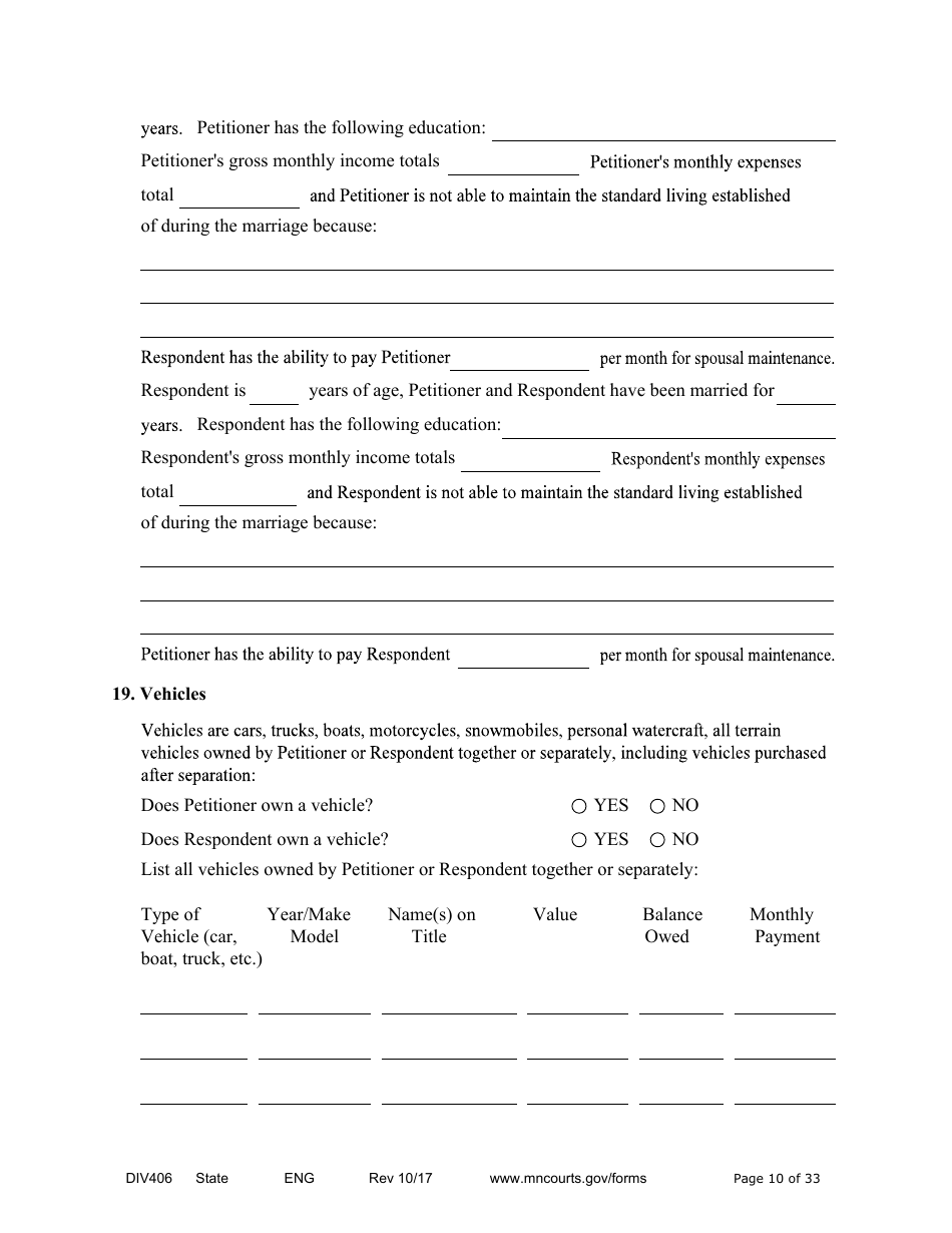 Form DIV406 Stipulated Findings of Fact, Conclusions of Law, Order for Judgment, Judgment and Decree - Minnesota, Page 10