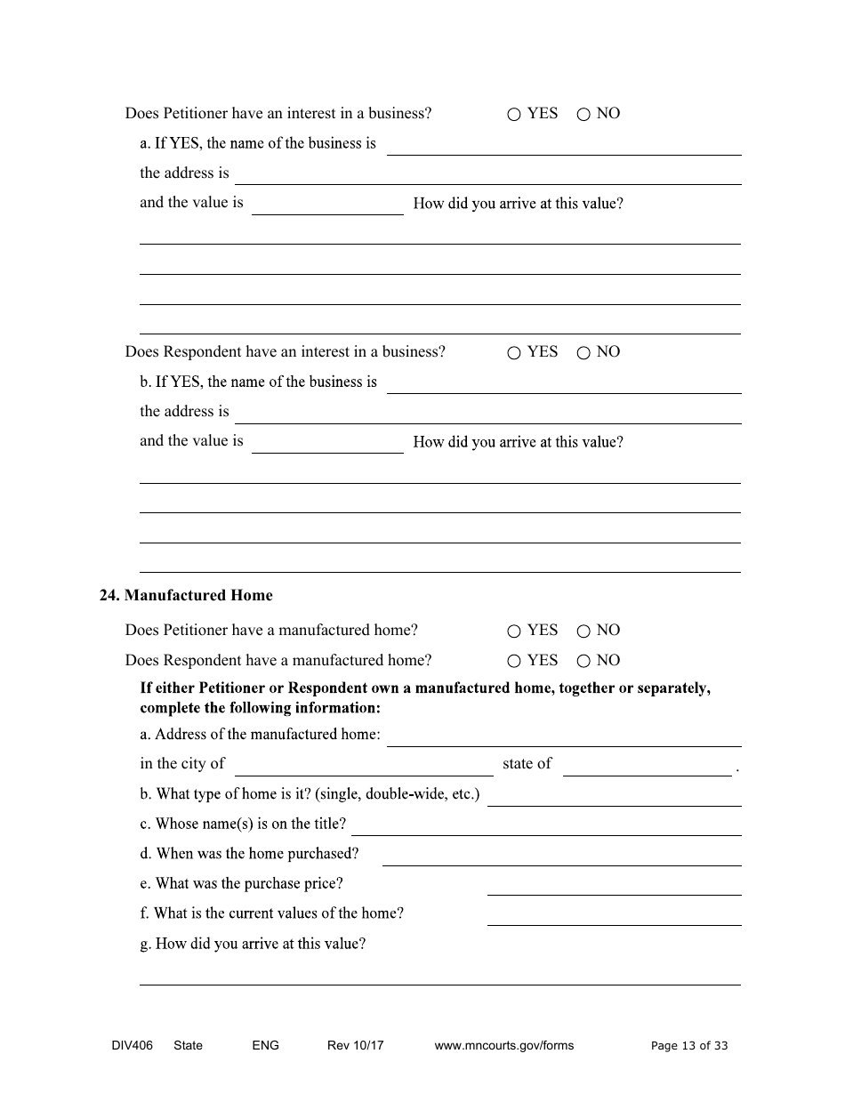 Form DIV406 Stipulated Findings of Fact, Conclusions of Law, Order for Judgment, Judgment and Decree - Minnesota, Page 13