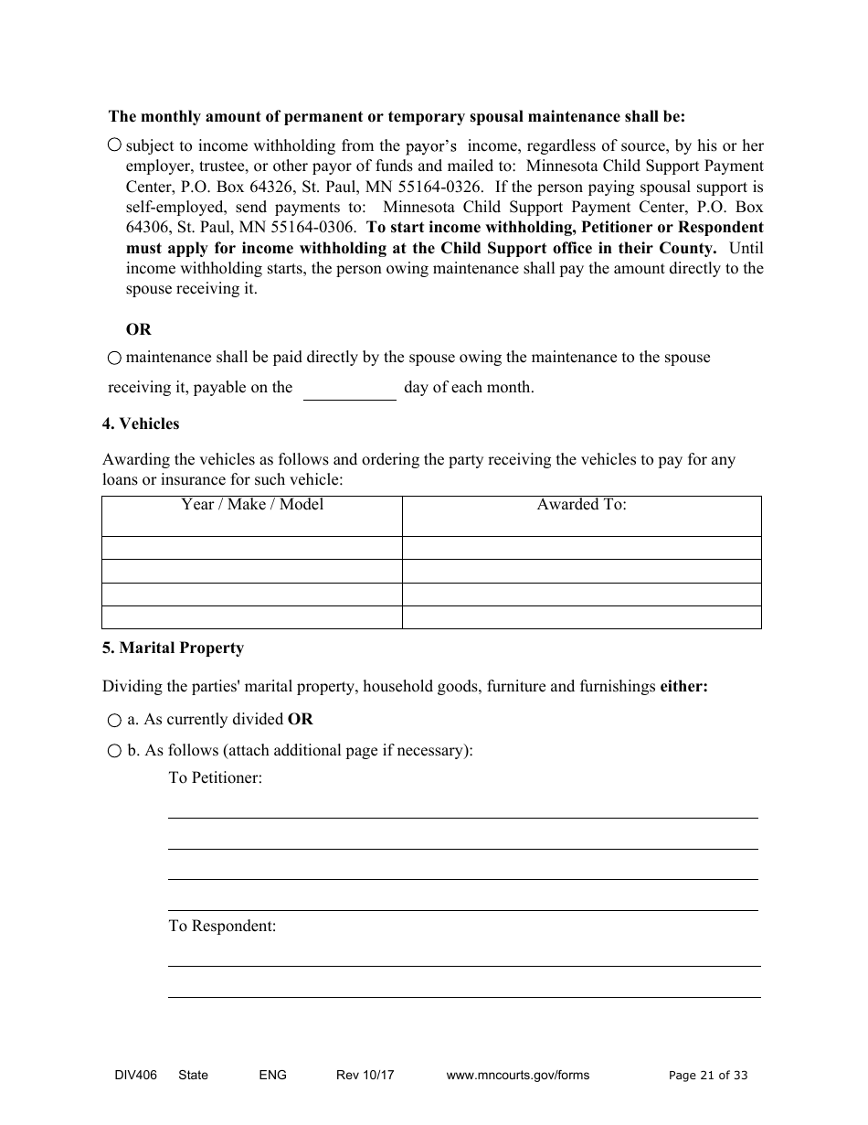 Form DIV406 Stipulated Findings of Fact, Conclusions of Law, Order for Judgment, Judgment and Decree - Minnesota, Page 21