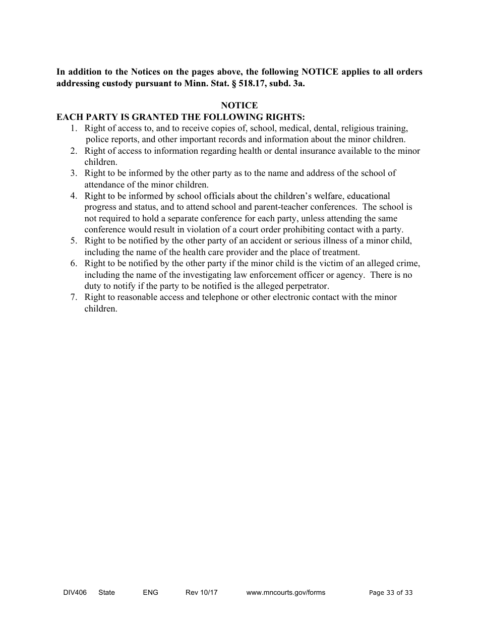 Form DIV406 Stipulated Findings of Fact, Conclusions of Law, Order for Judgment, Judgment and Decree - Minnesota, Page 33