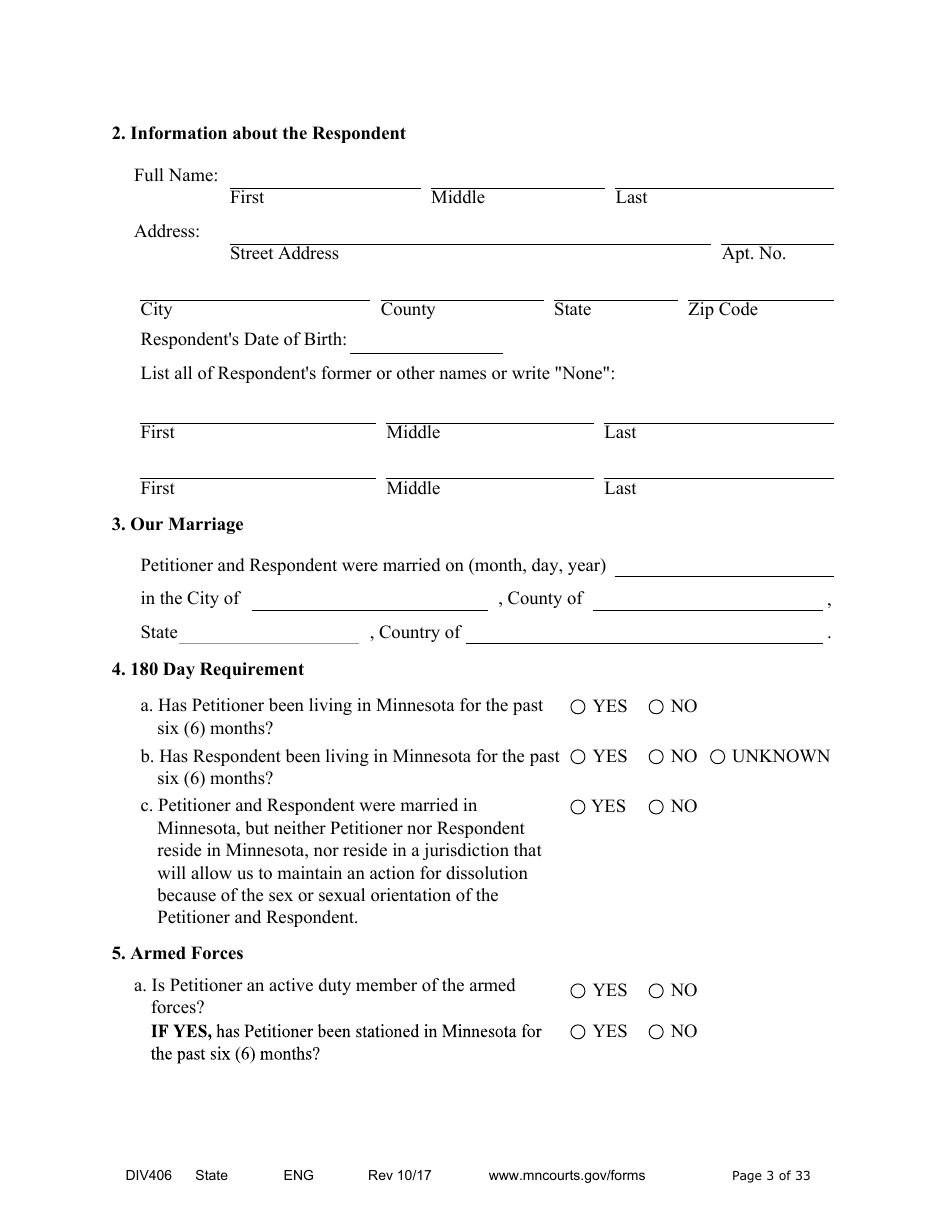 Form DIV406 Stipulated Findings of Fact, Conclusions of Law, Order for Judgment, Judgment and Decree - Minnesota, Page 3
