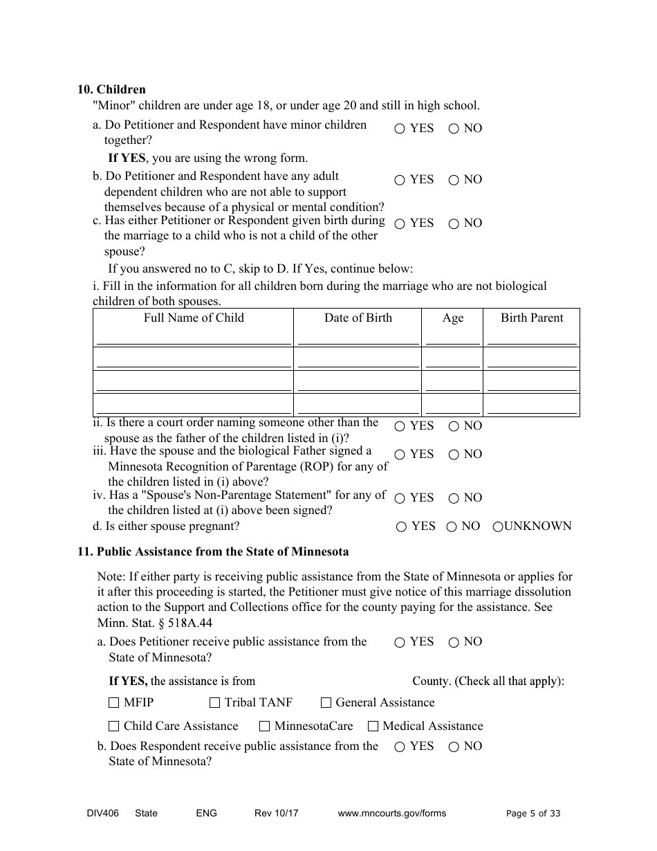 Form DIV406 Stipulated Findings of Fact, Conclusions of Law, Order for Judgment, Judgment and Decree - Minnesota, Page 5