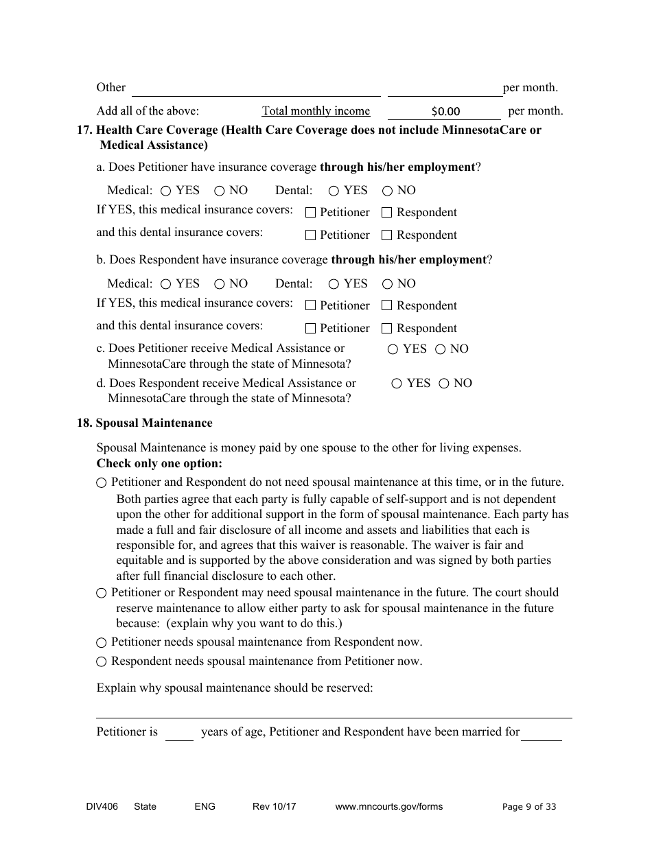Form DIV406 Stipulated Findings of Fact, Conclusions of Law, Order for Judgment, Judgment and Decree - Minnesota, Page 9