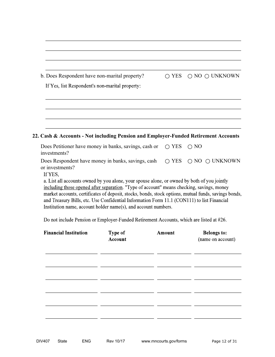 Form DIV407 Findings of Fact, Conclusions of Law, Order for Judgment, Judgment and Decree - Minnesota, Page 12