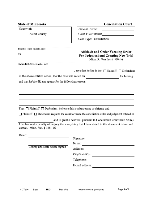 Form CCT504  Printable Pdf