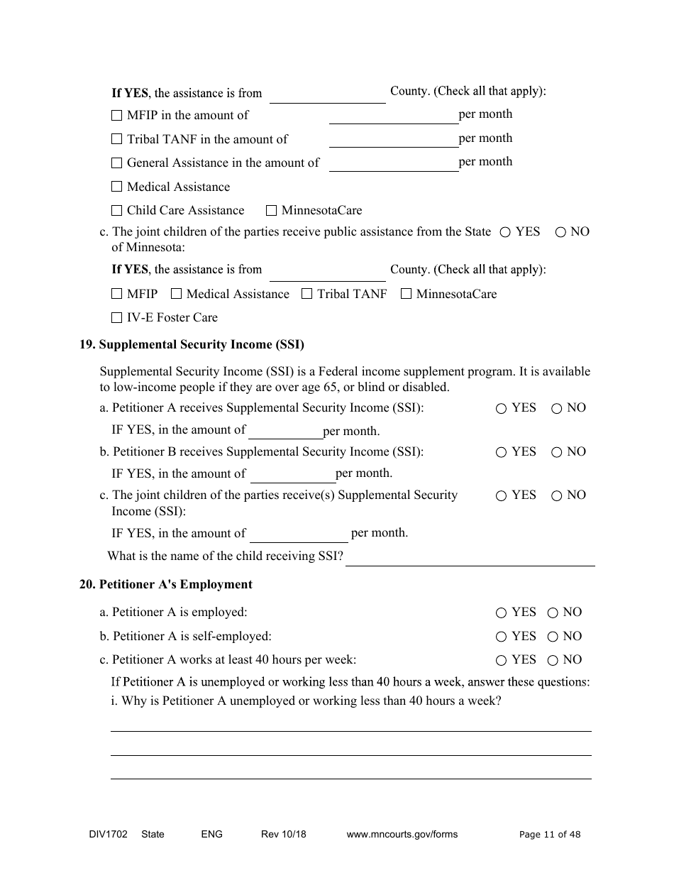 Form DIV1702 Joint Petition, Agreement, and Judgment and Decree for Marriage Dissolution With Children - Minnesota, Page 11