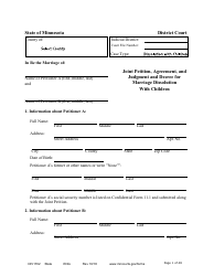 Form DIV1702 Joint Petition, Agreement, and Judgment and Decree for Marriage Dissolution With Children - Minnesota