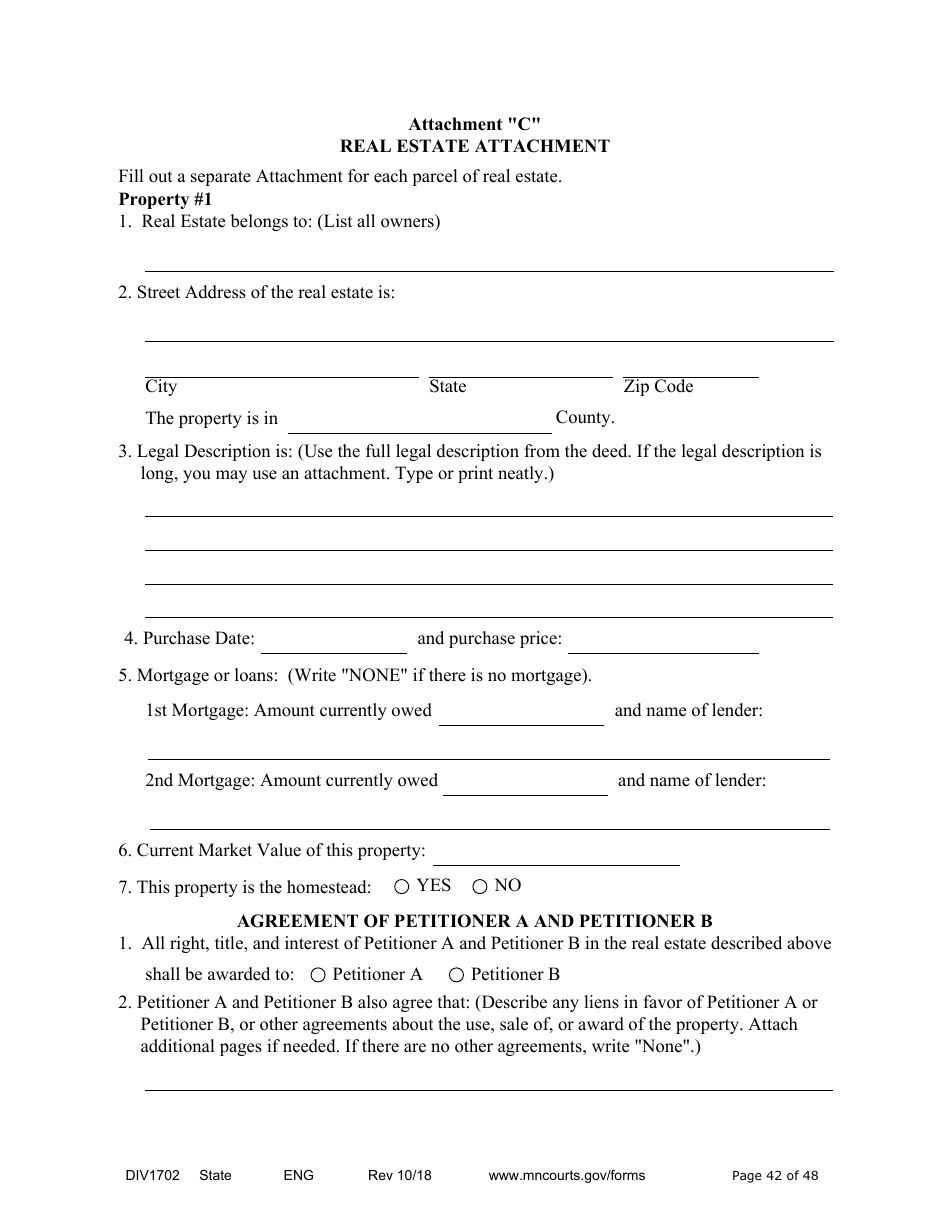 Form DIV1702 Joint Petition, Agreement, and Judgment and Decree for Marriage Dissolution With Children - Minnesota, Page 42