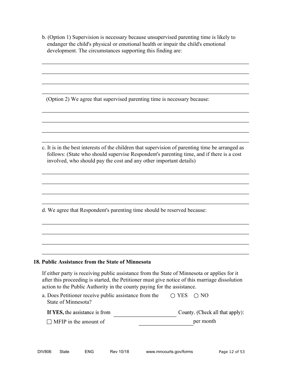 Form DIV806 Stipulated Findings of Fact, Conclusions of Law, Order for Judgment, Judgment and Decree - Minnesota, Page 12